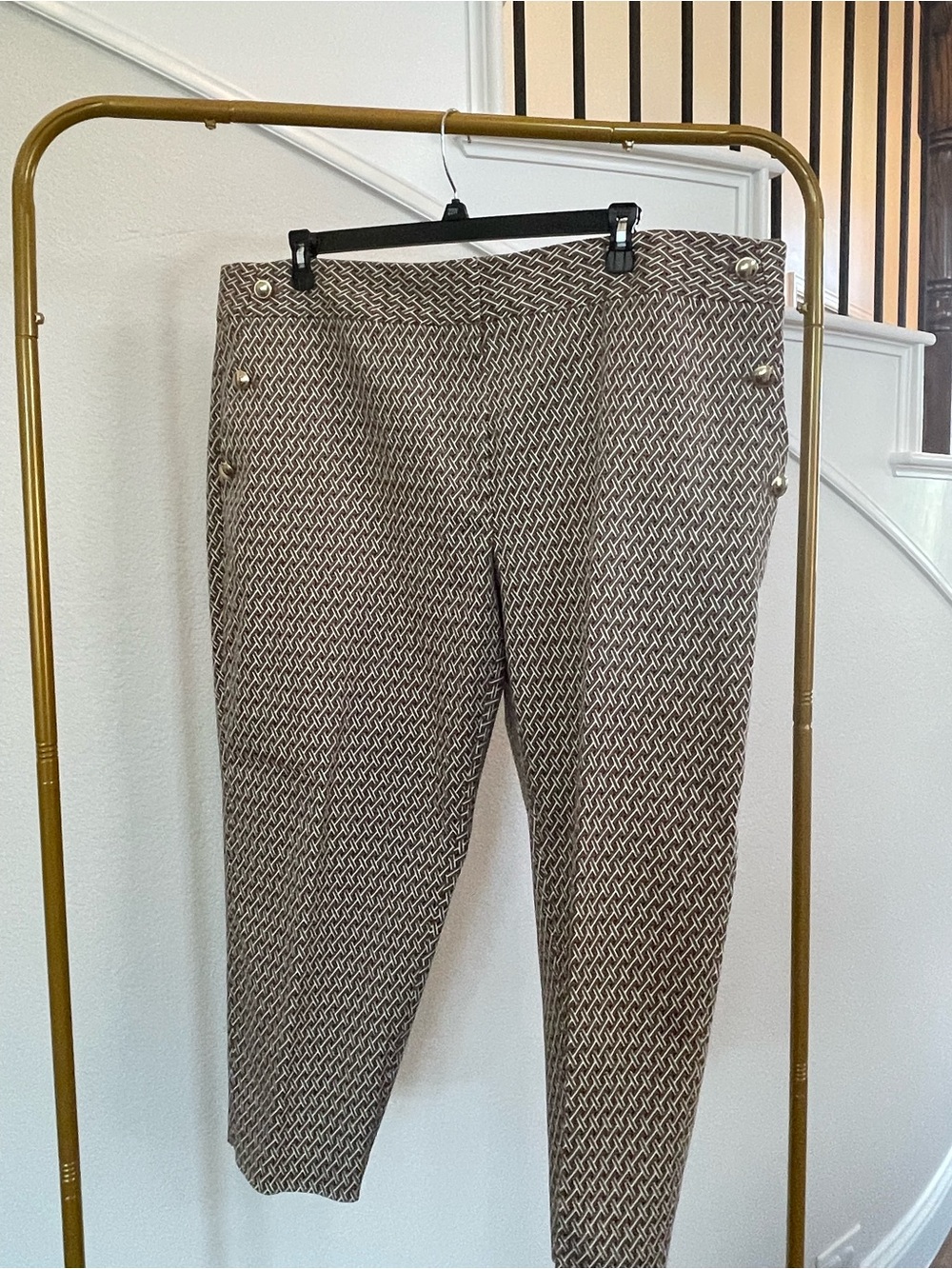 Michael Kors Brown Geo Print Ankle Pants Size 22